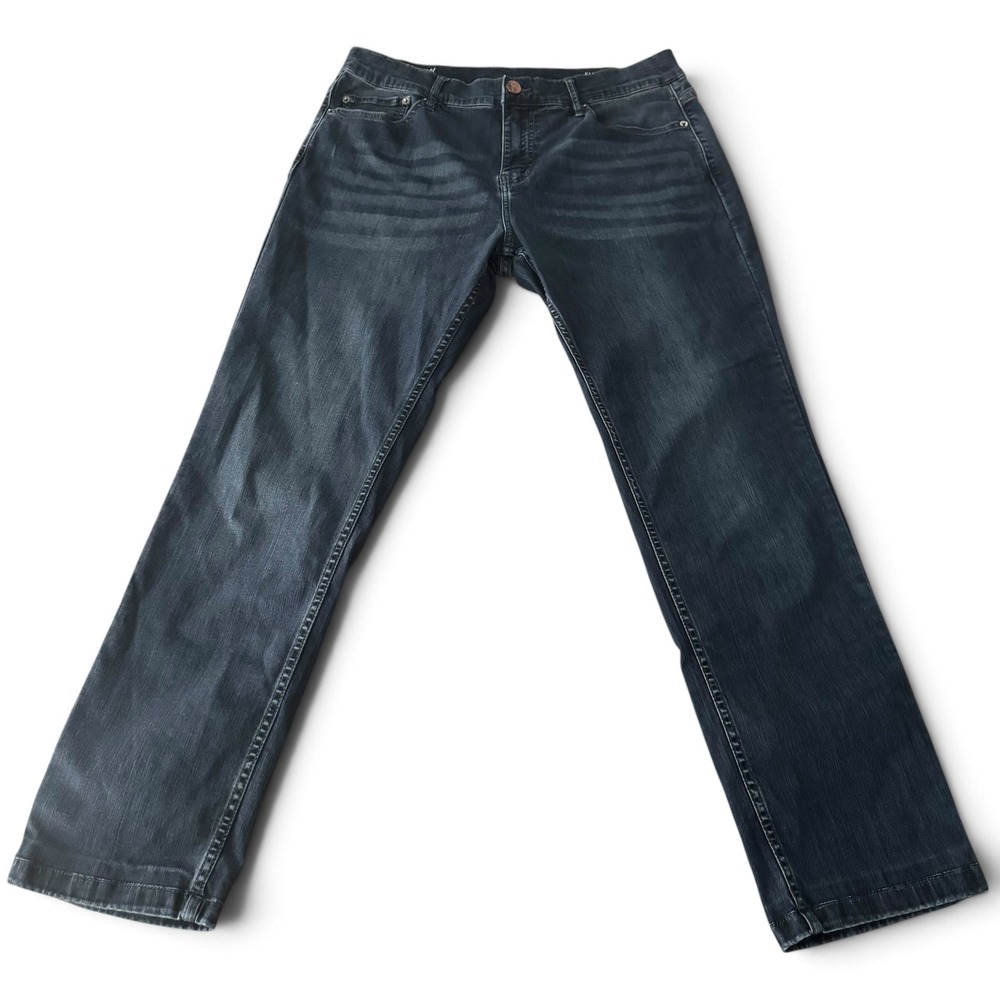 Mugsy Fultons Jeans Mens 35x32 Bue Dark Wash Stretch Denim 5 Pocket Straight Leg
